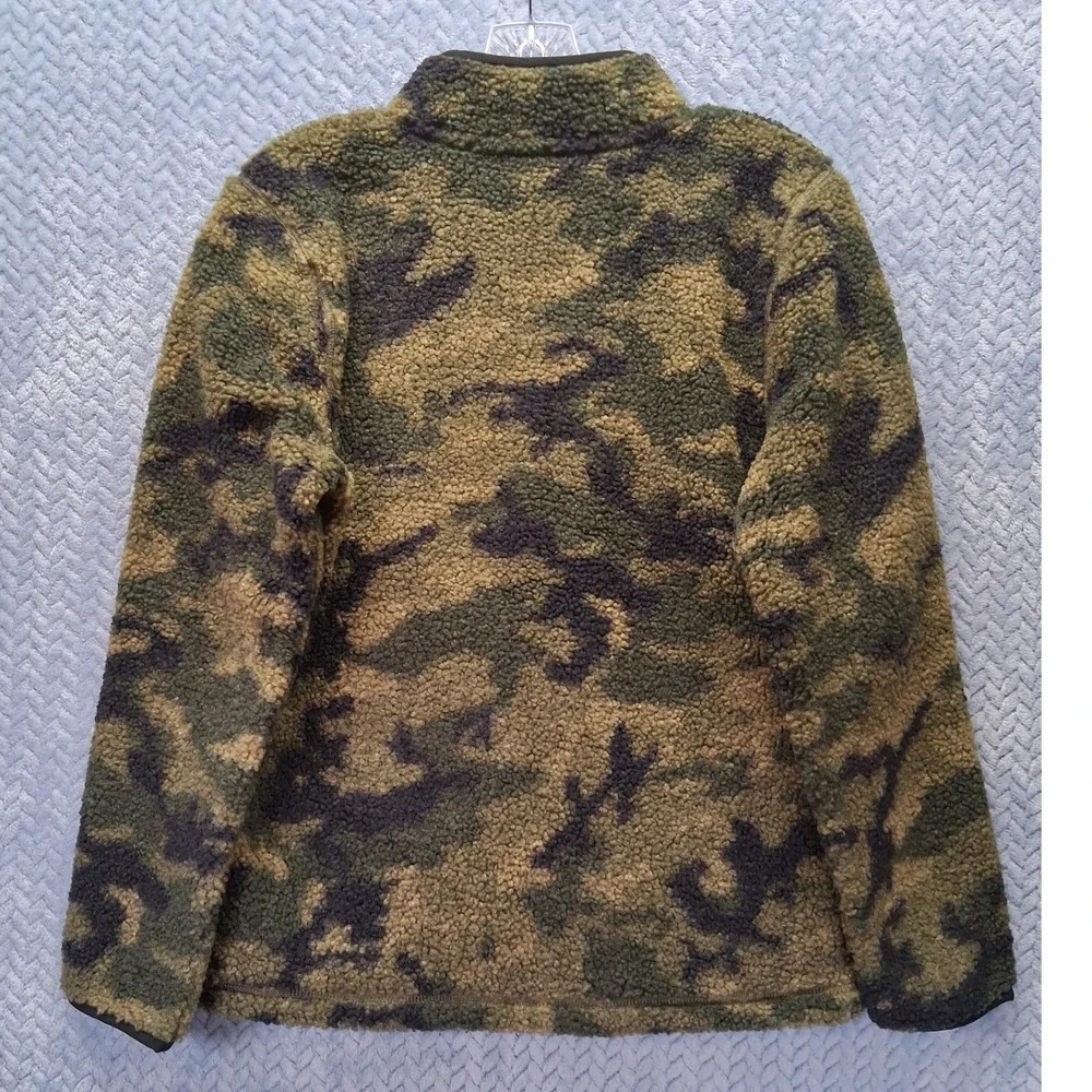 Under Armour Boys Youth Large Camo Sherpa Fleece Snap Mock Neck Pullover Green